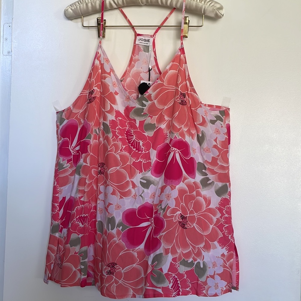 Josie Natori JOSIE Floral Racerback Top NWOT